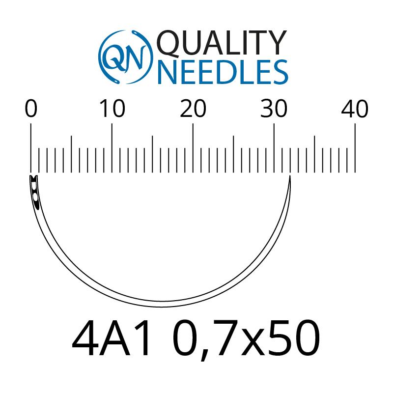 Голки хірургічні колючі, 4/8 (1/2), пружинне вушко, розмір 0,7х50 мм, 10 шт.